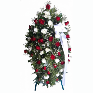 Standard red and white roses wreath