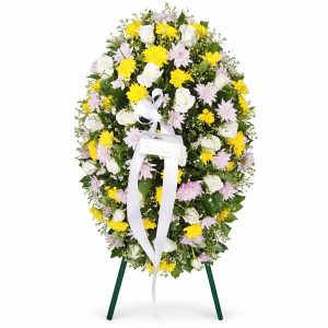 White roses and Mix chrysanthemum wreath