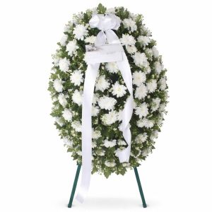 Large white Chryshanthemum wreath